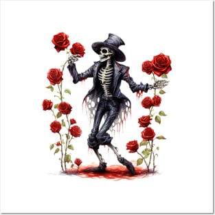 Gothic Roses Skeleton Dance Posters and Art